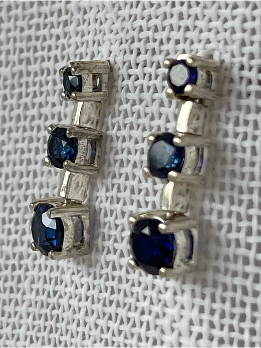Sterling Silver Blue Sapphire Drop Earrings - Unbranded